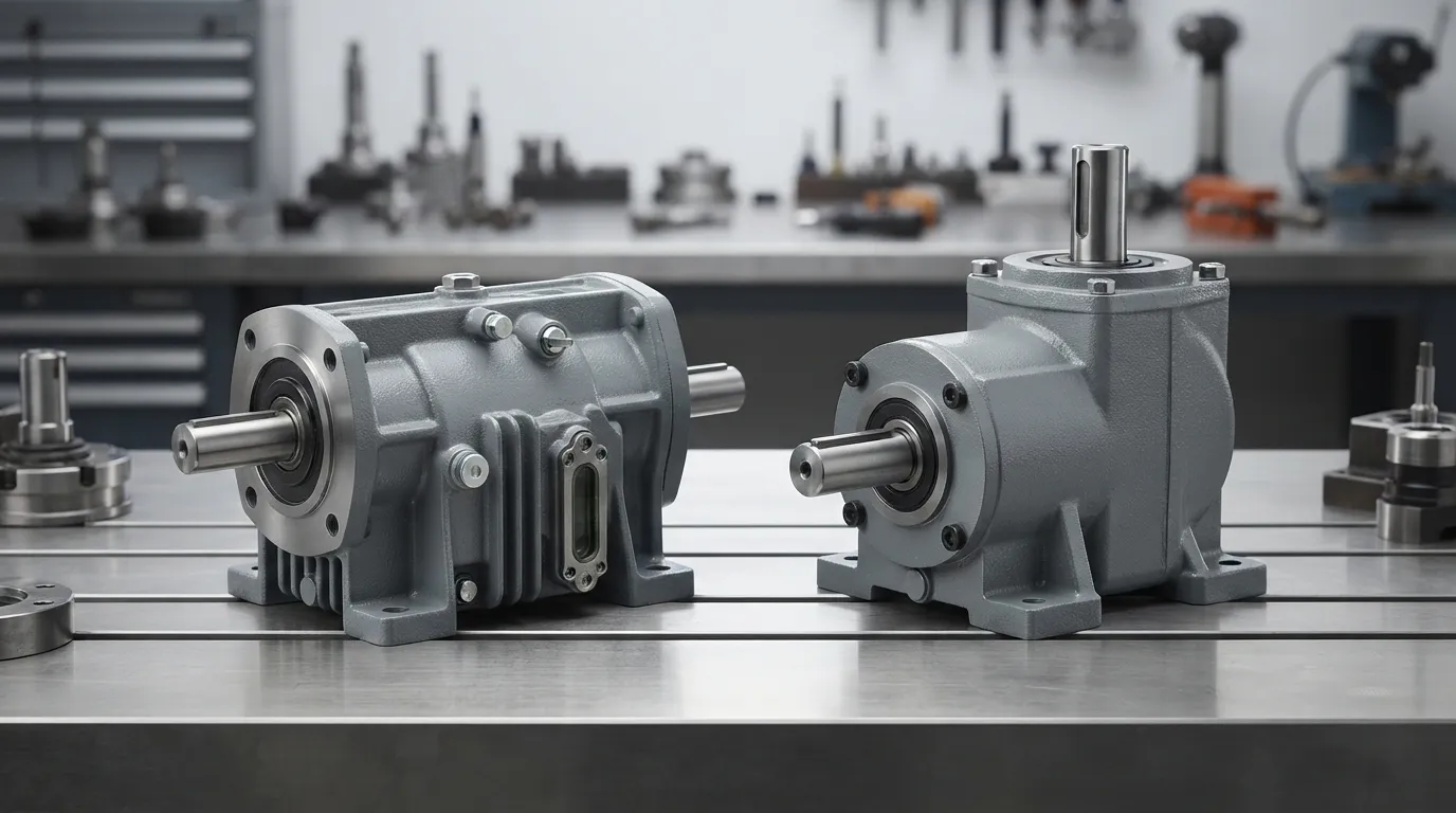 无品牌直列和直角变速箱，显示同轴和90度轴布局